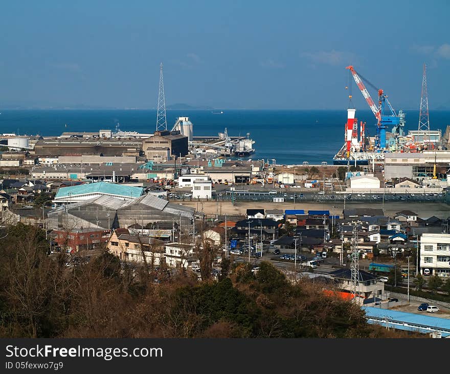 View of industrial city in Japan