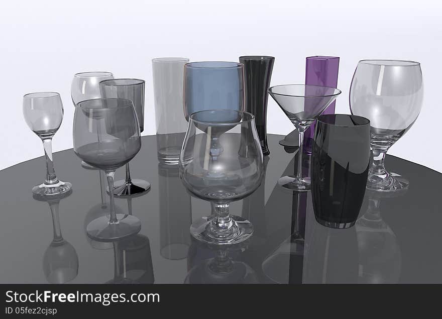 Glasses On Glass Table