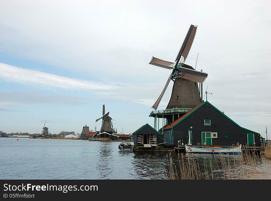 Windmill landscape in Zaanse Schans