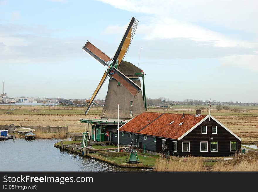 Windmill Landscape In Zaanse Schans