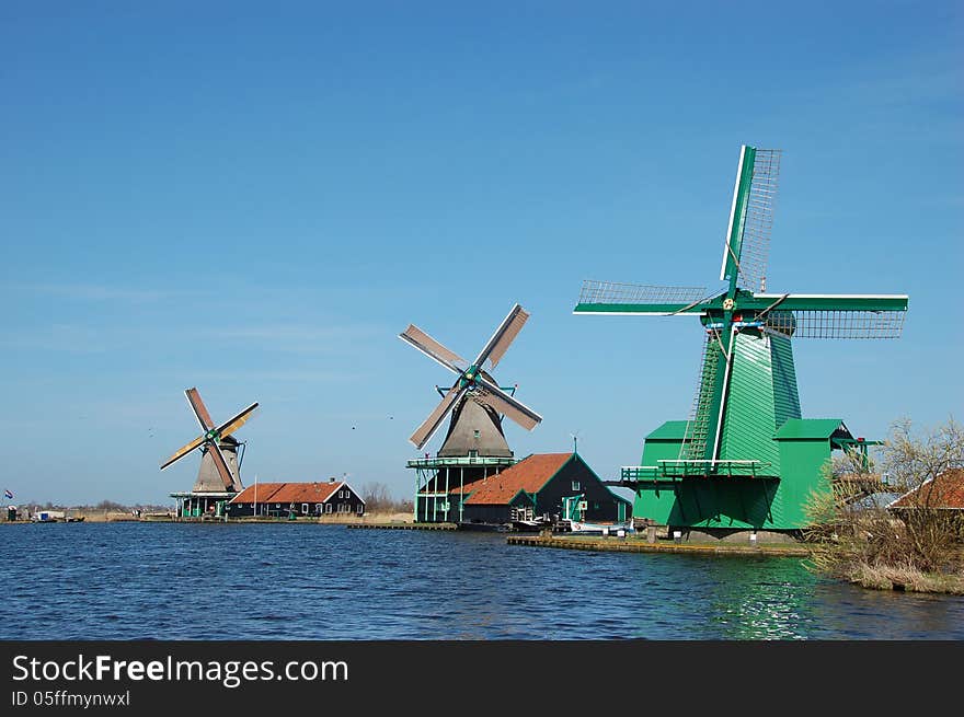 Windmill landscape in Zaanse Schans