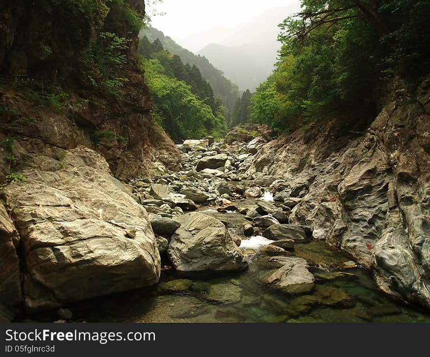 River In The Mountains In Japan