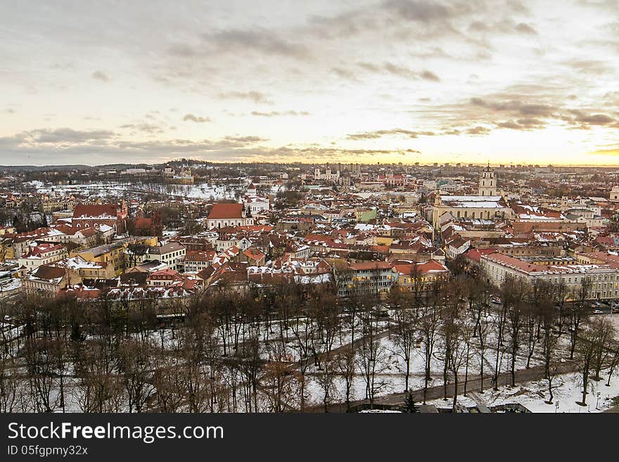 Vilnius Old Town In The Sunset