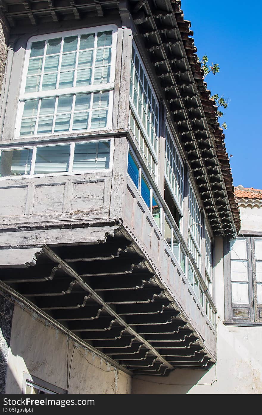 Traditional wooden balcony in Tenerife