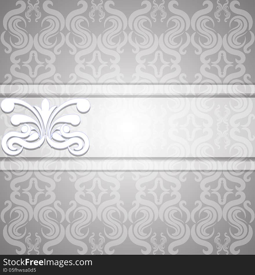 Victorian gray seamless background with a white ribbon. Vector illustration. Victorian gray seamless background with a white ribbon. Vector illustration