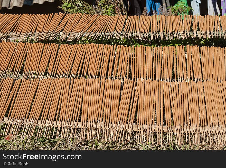 Make big Incense Stick in the village. Sapa. Vietn