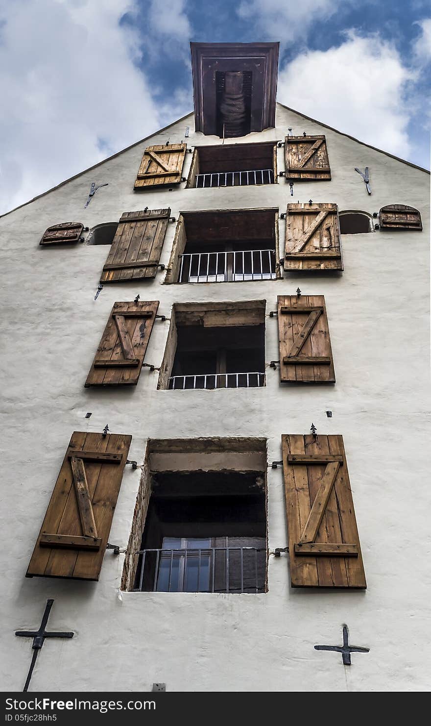 Medieval commercial building in old Riga, Latvia, Europe