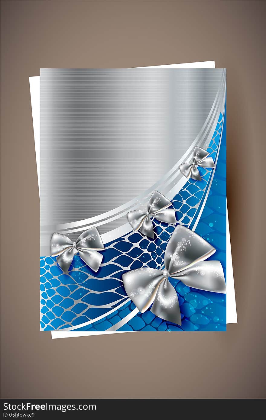 The template for the inscription. Beautiful blue Background with silver gift bow and ribbons. The template for the inscription. Beautiful blue Background with silver gift bow and ribbons.