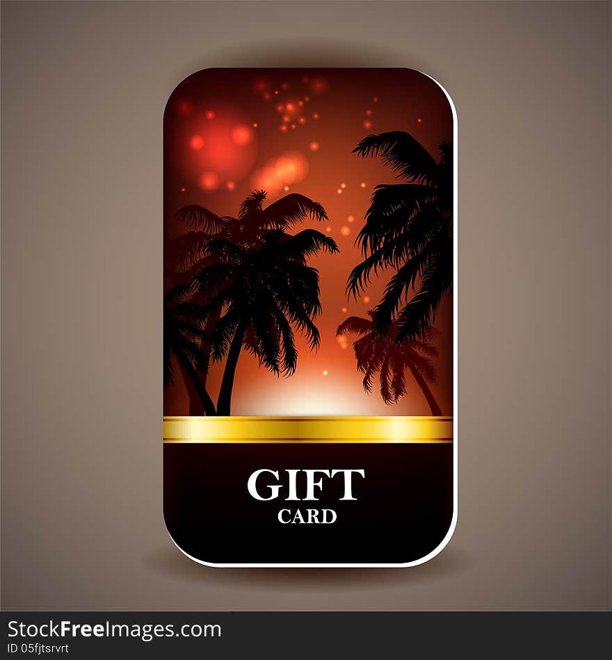 Gift card with ribbon. Vector background