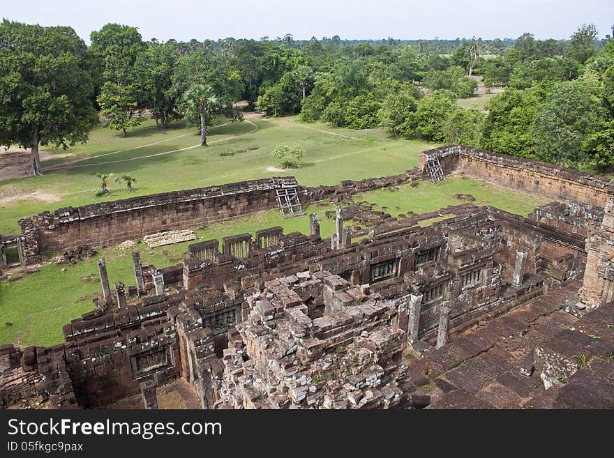 Ruins of ancient Angkor temple Bakong, Cambodia