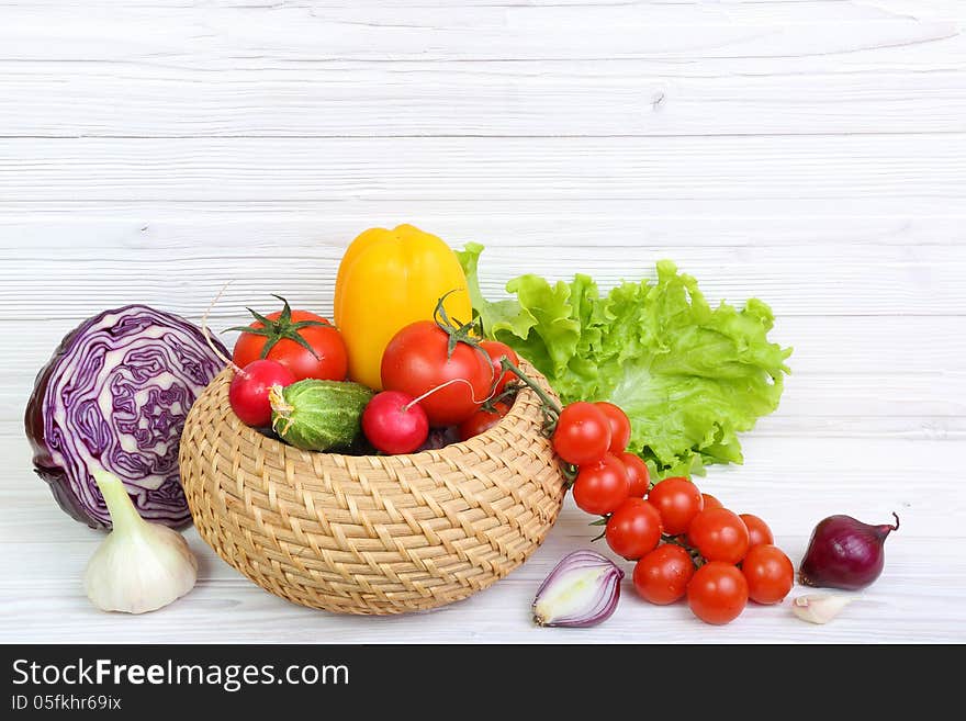 Vegetables on a wooden background