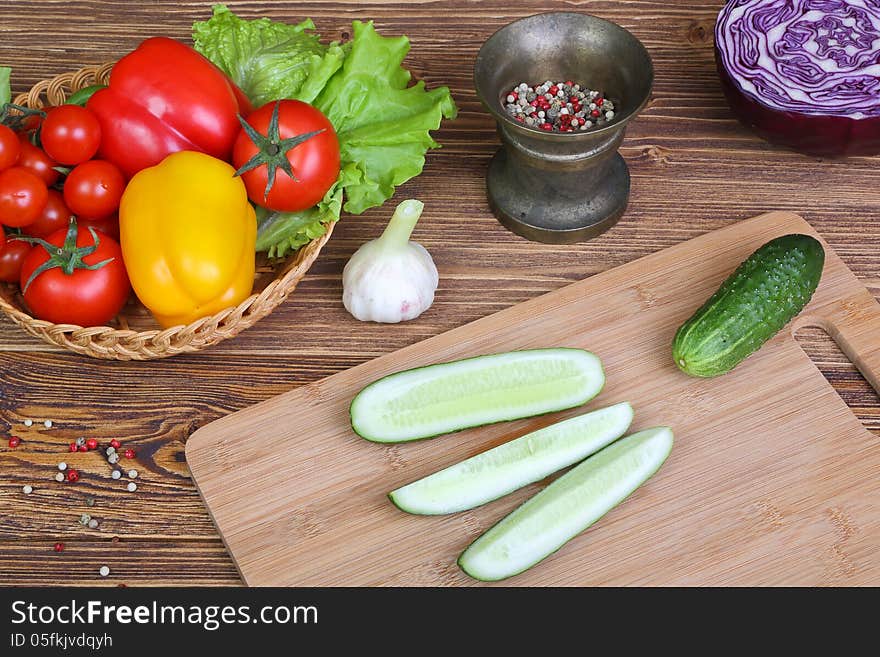 Vegetables on a kitchen table