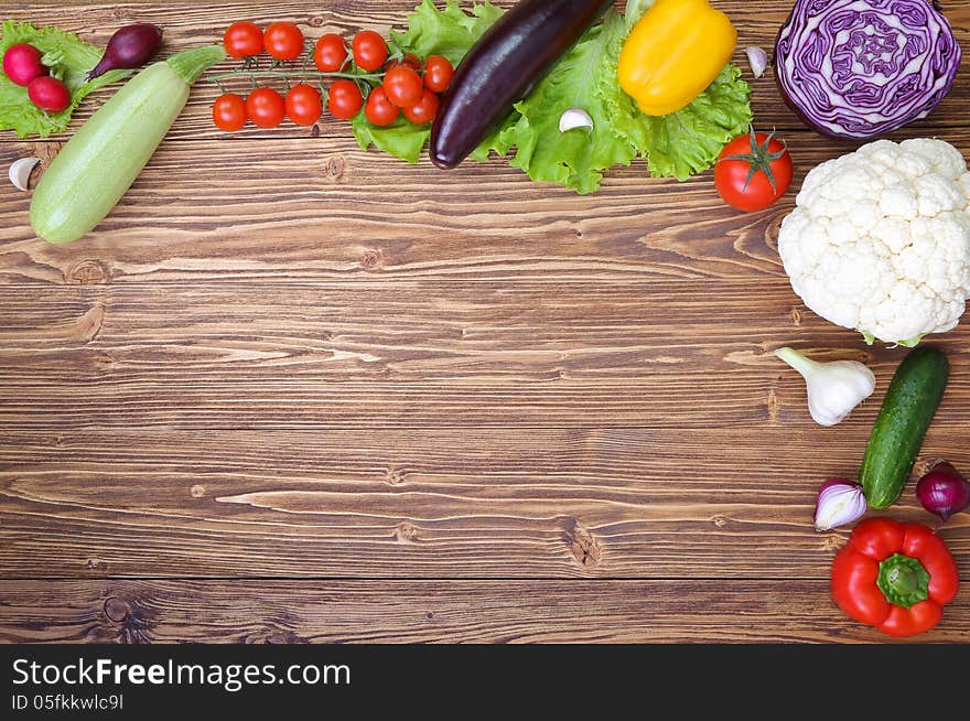 Background texture of vegetables and tree