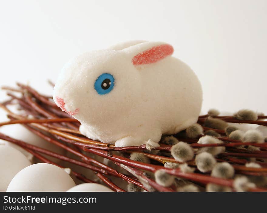 Easter marmalade rabbit and willow - easter preparation. Easter marmalade rabbit and willow - easter preparation.