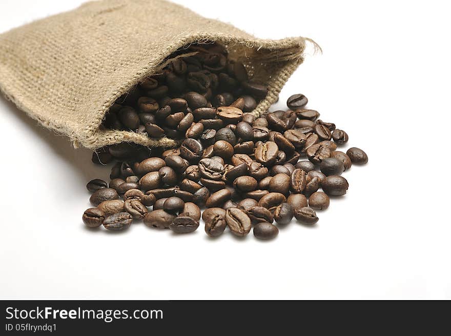 Coffee Beans In Burlap Sack