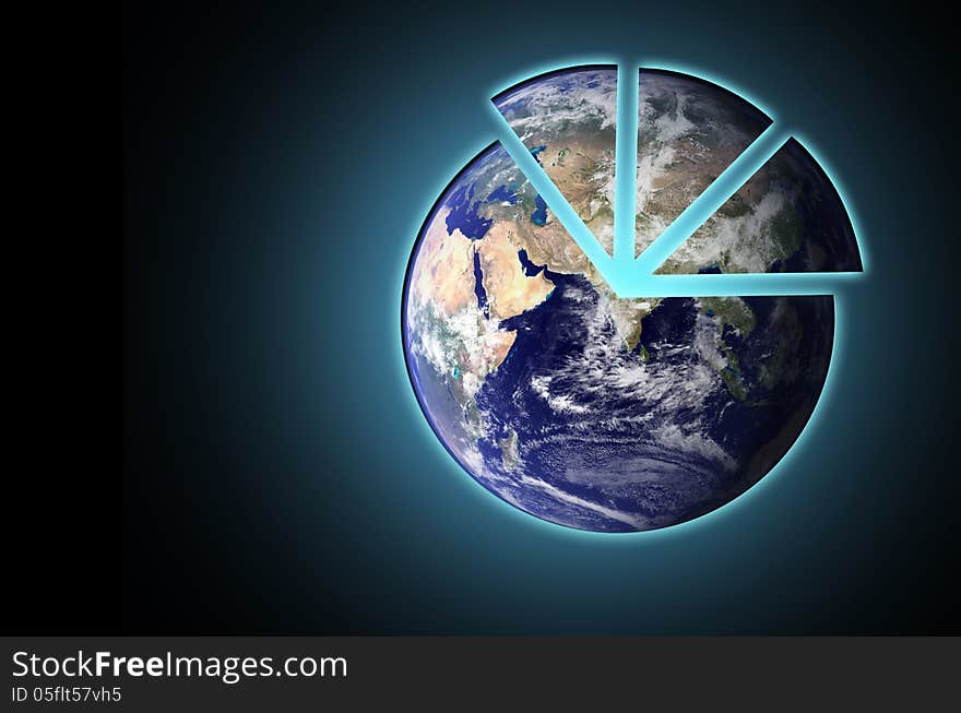 Earth image by NASA manipulated digitally on the dark black and blue background. Earth image by NASA manipulated digitally on the dark black and blue background