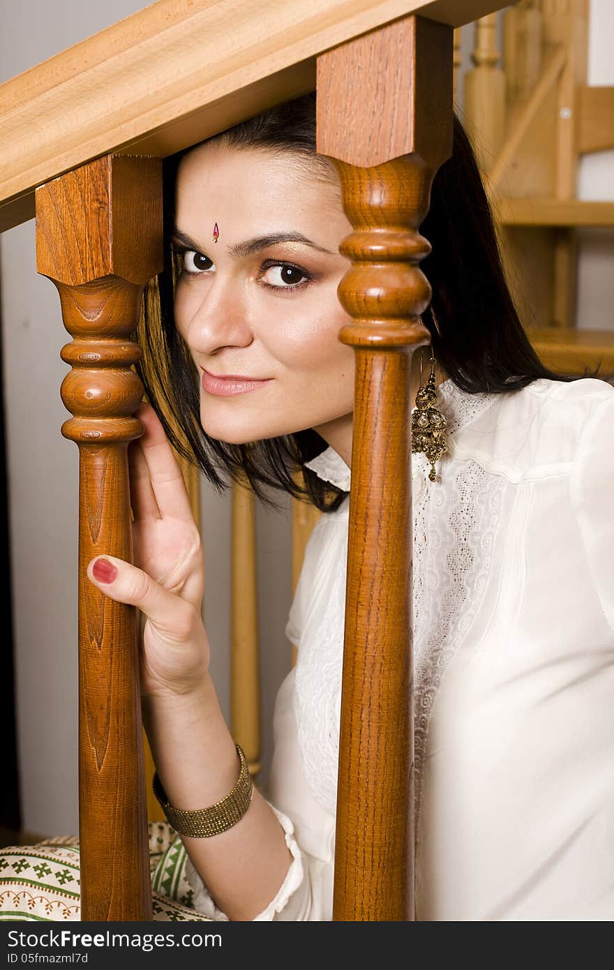 Portrait of beauty young woman indoors