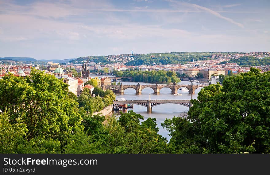 Prague Bridges Across Vltava River