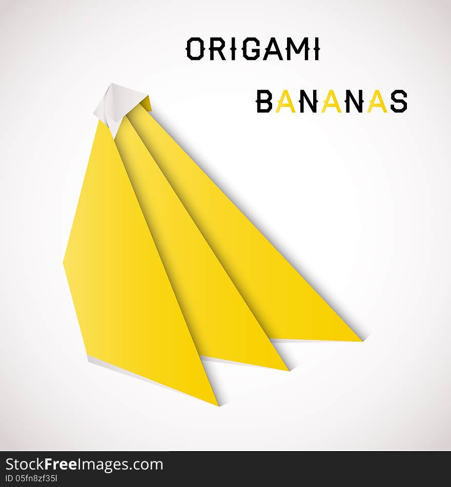 Vector illustration of origami bananas on white background. Vector illustration of origami bananas on white background