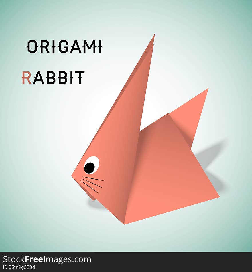 Vector illustration of origami rabbit on blue background. Vector illustration of origami rabbit on blue background