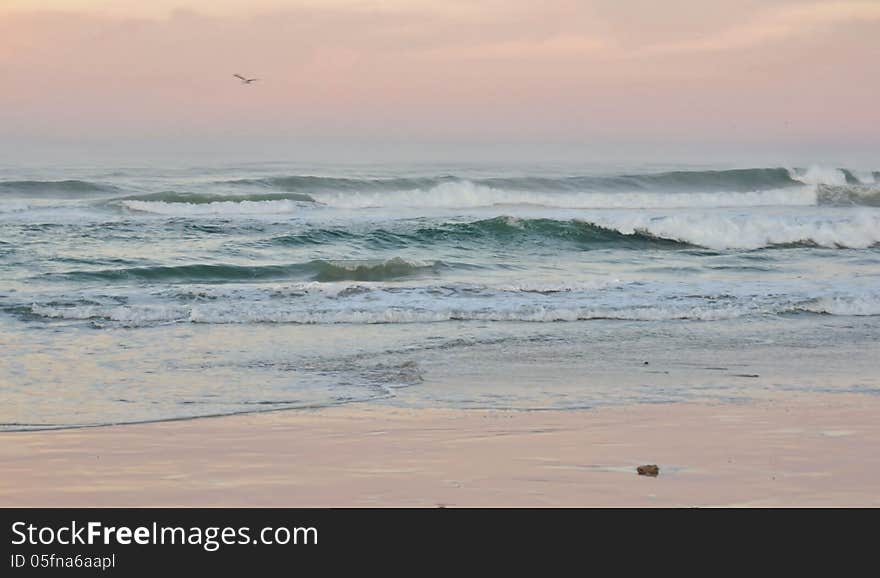 Seascape at dawn on the beach in cape town