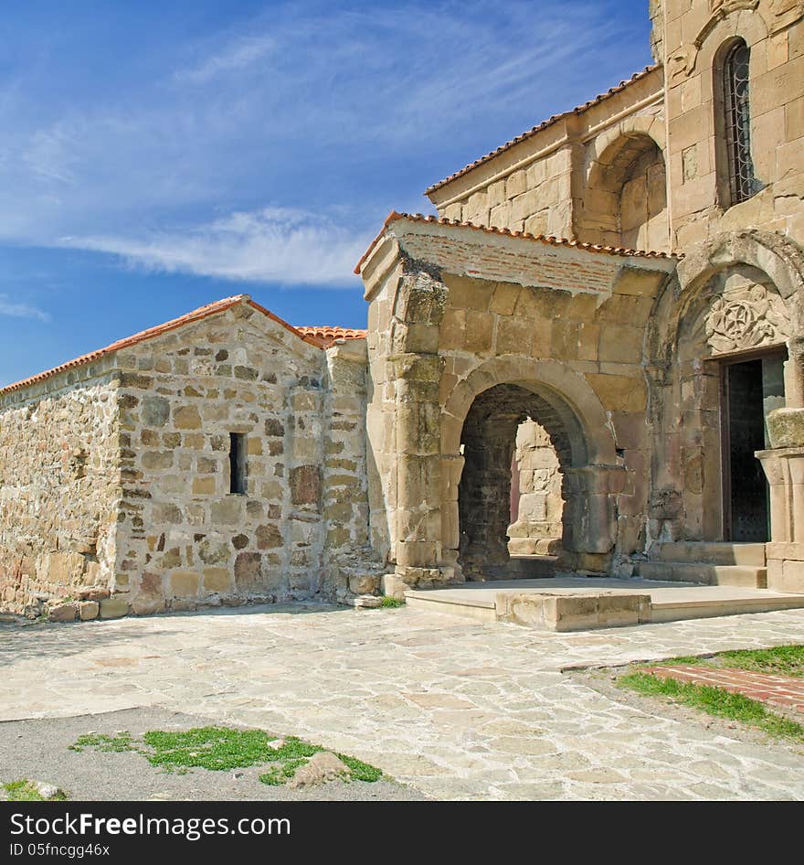 Exterior of ruins of Jvari, which is a Georgian Orthodox monastery of the 6th century near Mtskheta. Exterior of ruins of Jvari, which is a Georgian Orthodox monastery of the 6th century near Mtskheta