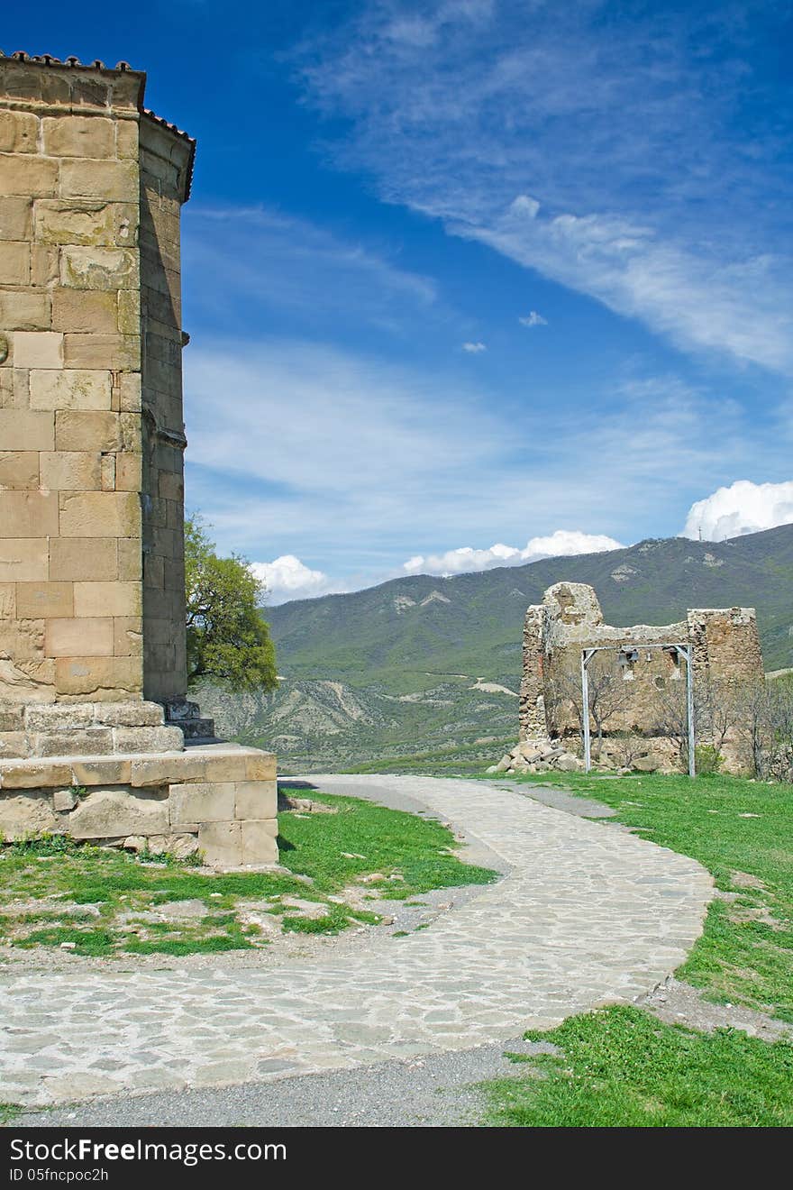 Exterior of ruins of Jvari, which is a Georgian Orthodox monastery of the 6 th century