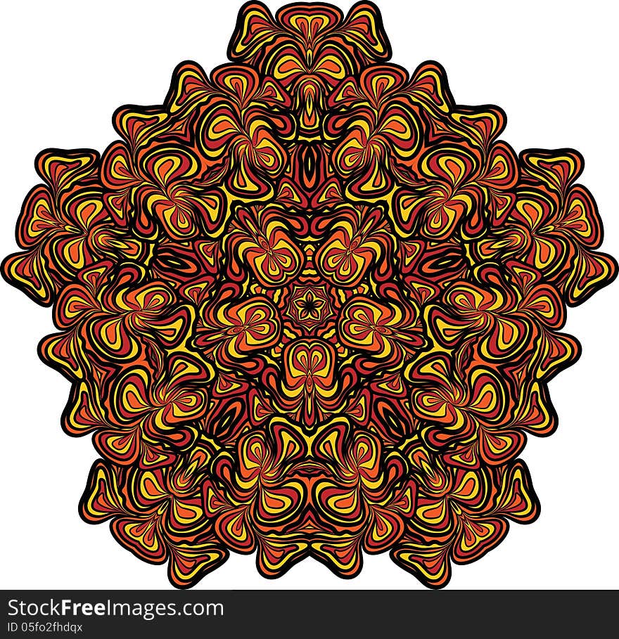 Abstract pattern with orange-black design like as 5-rays star. Abstract pattern with orange-black design like as 5-rays star