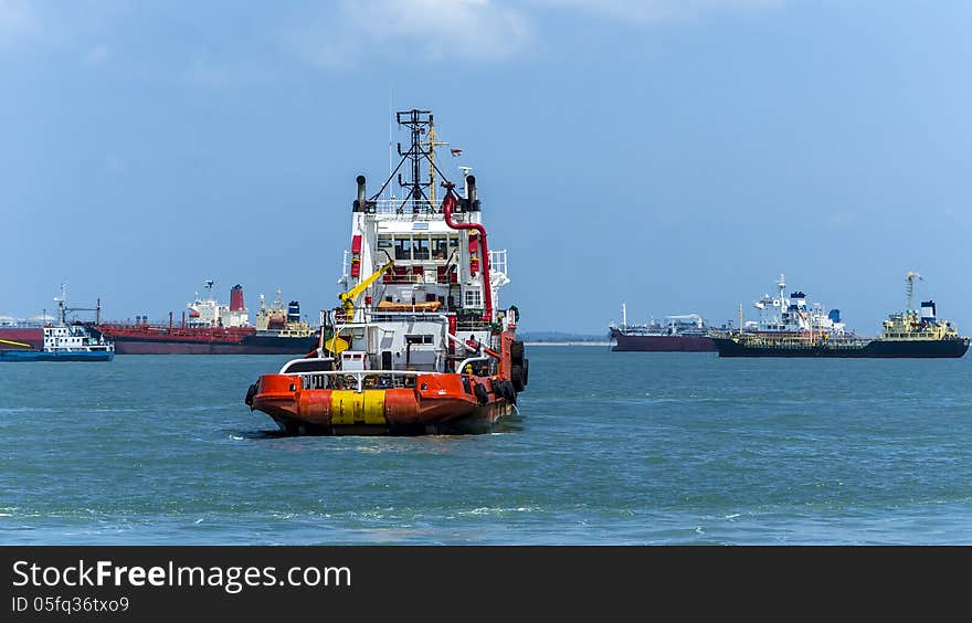 Anchor Handling Vessel Near Singapore