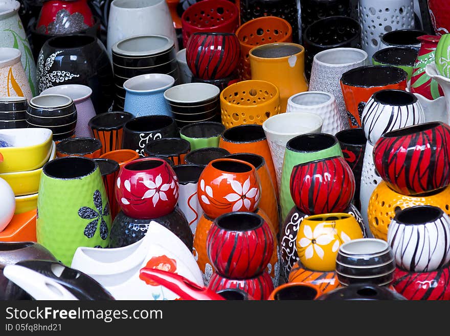 Colorful Ceramic Jar And Bowl At Shop