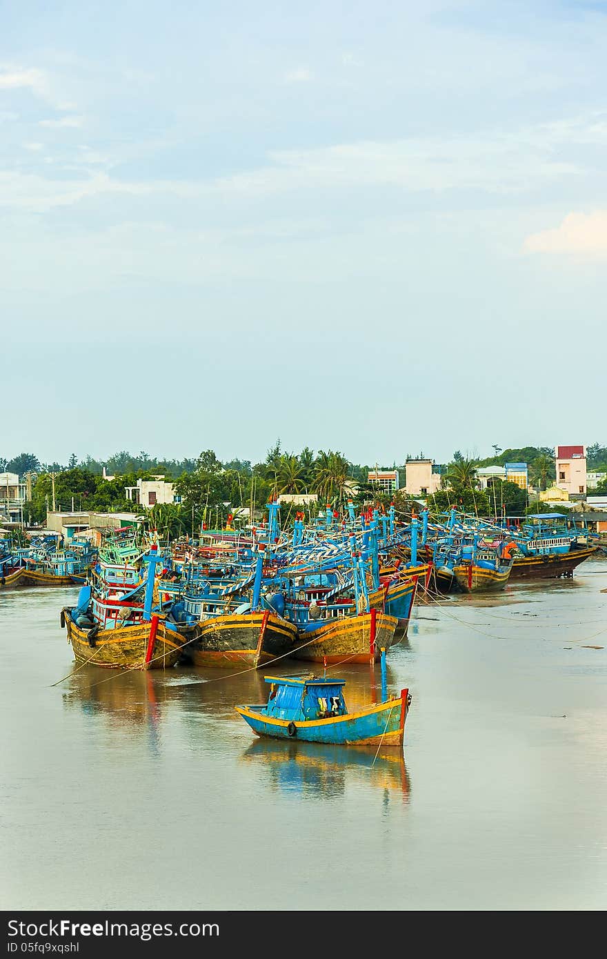 Fishing boats in the port at Ham Thuan Nam district, Binh Thuan province, Vetnam. Fishing boats in the port at Ham Thuan Nam district, Binh Thuan province, Vetnam