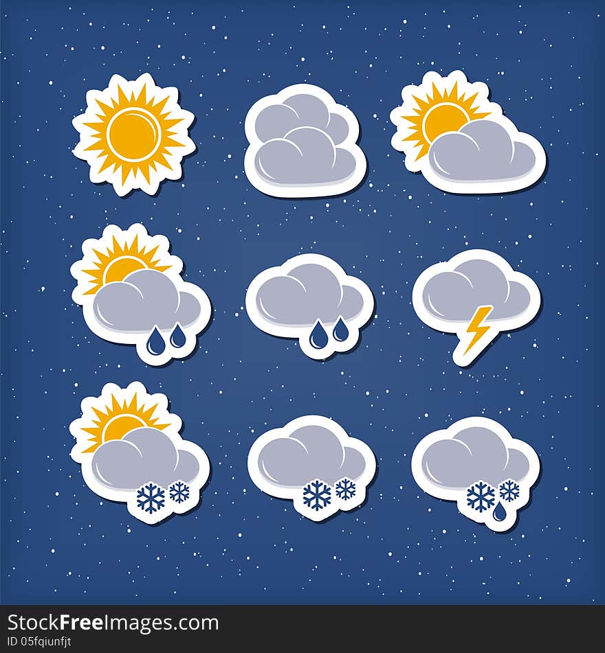 Weather forecast icons. Editable vector set