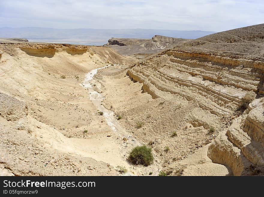 Dry wadi in Judea desert near Dead sea, Israel. Dry wadi in Judea desert near Dead sea, Israel