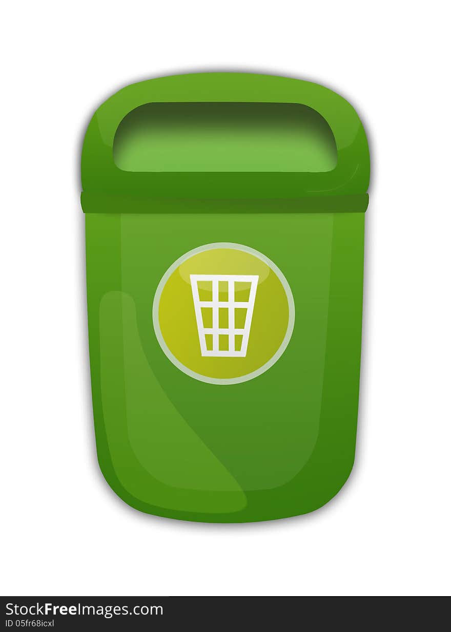 Green trash can