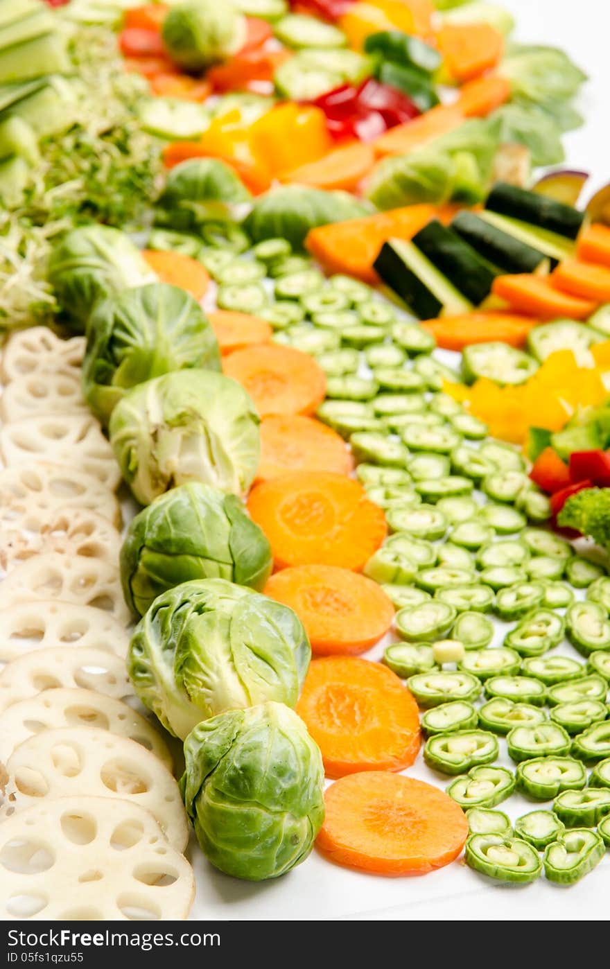 Assorted vegetables arrangement of carrot, cabbage and beans