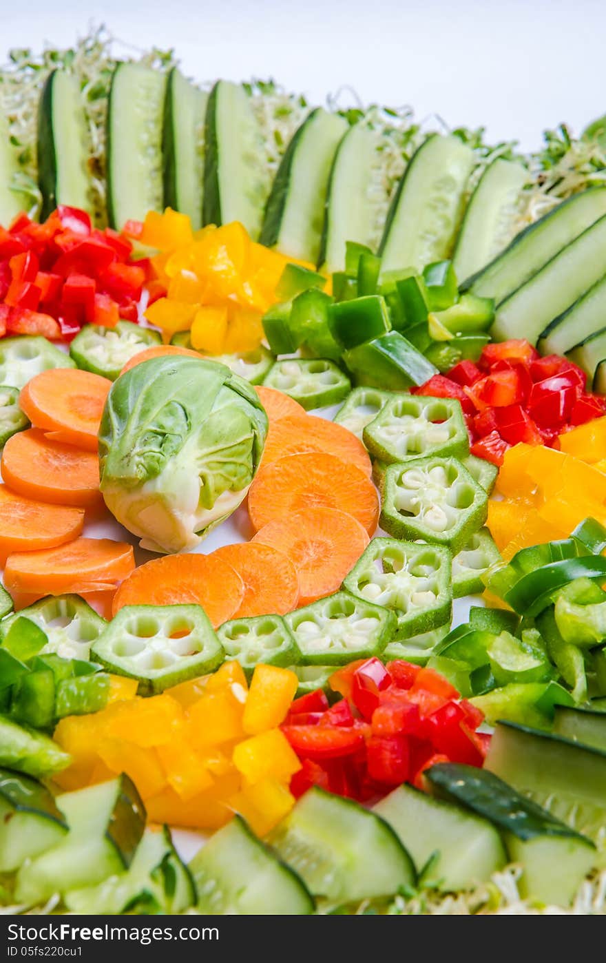 Assorted vegetables arrangement of carrot, cabbage and beans