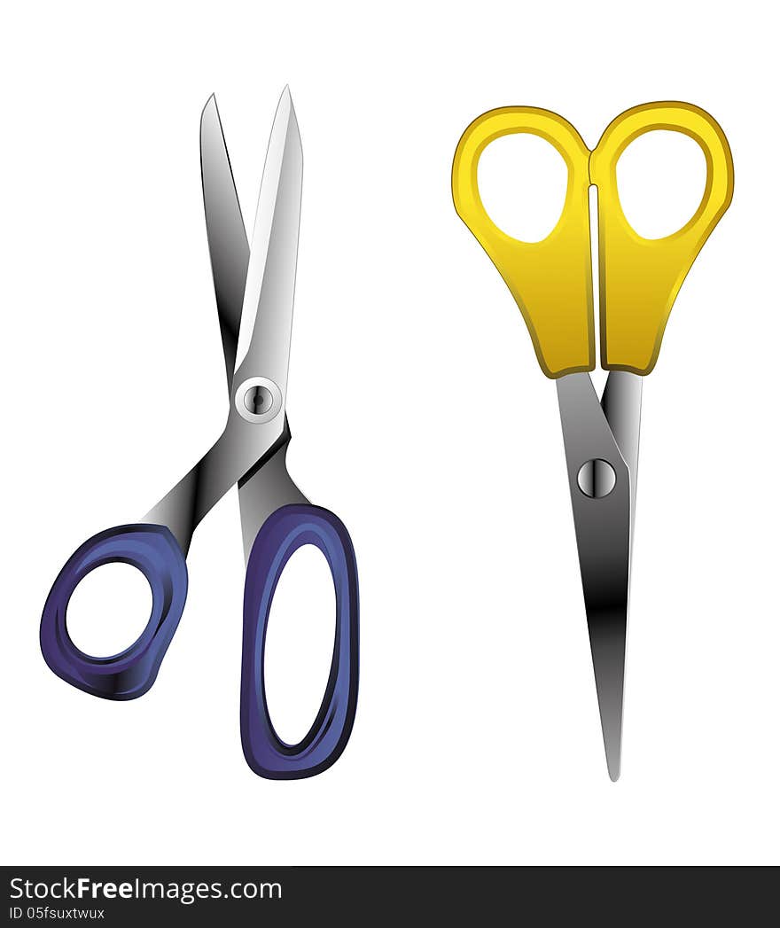 Vector scissors on white background