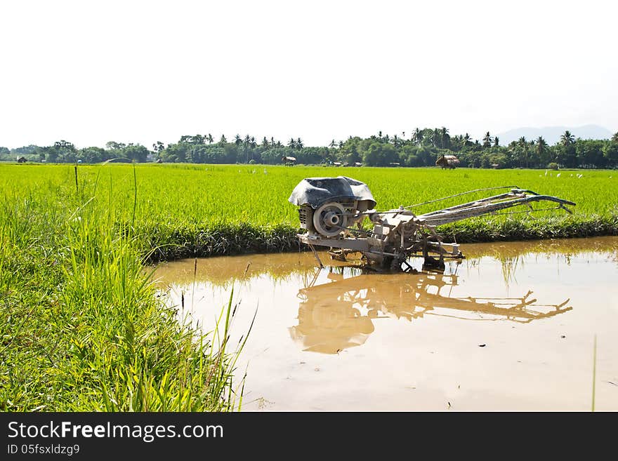 Vintage plows used to plow the field in farm rice. Vintage plows used to plow the field in farm rice