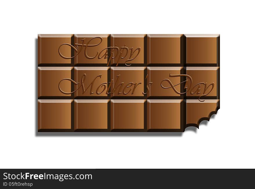 Chocolate bar abstract mother's day text isolated on white