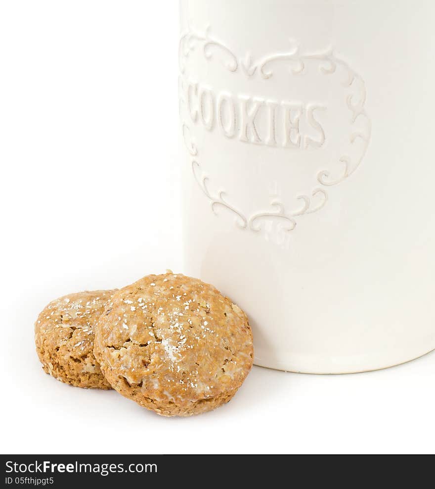 Oatmeal cookies and box