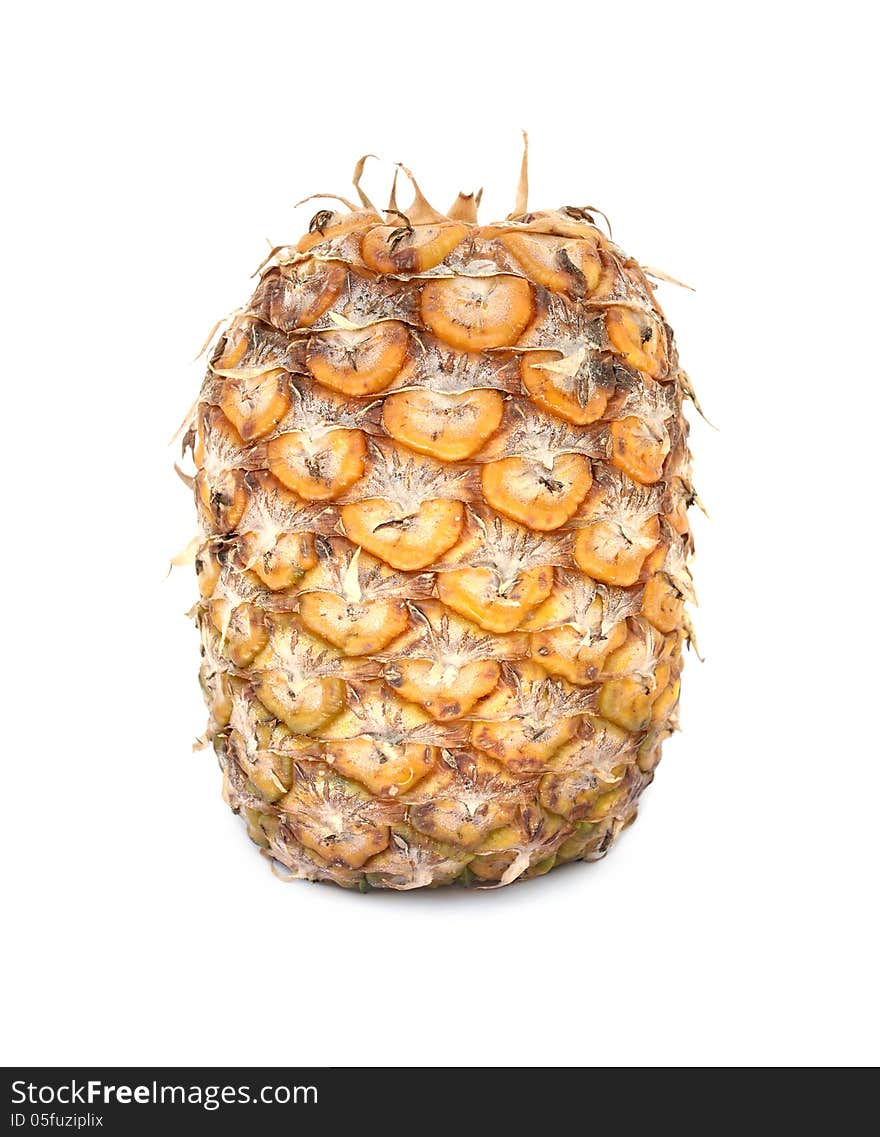 Ripe pineapple on white background