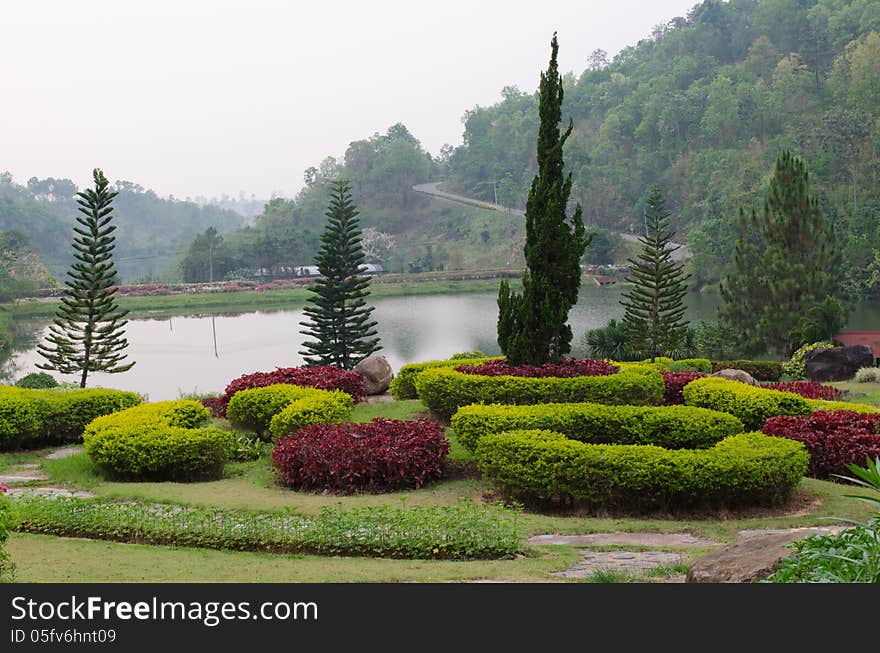 Landscaped Formal Garden Park in Thailand. Landscaped Formal Garden Park in Thailand