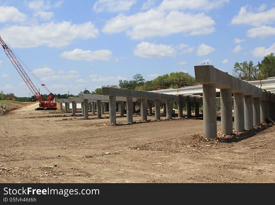 A highway overpass under construction. A highway overpass under construction