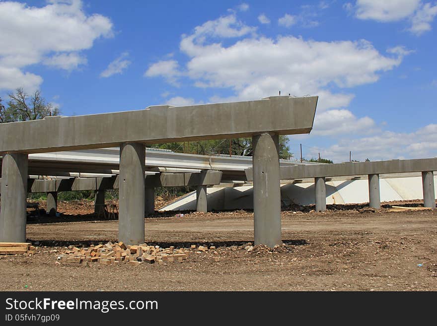 A highway overpass under construction. A highway overpass under construction