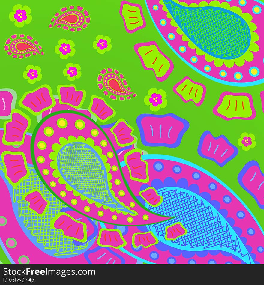 Abstract vector pattern with colored elements in the form of leaflets. Abstract vector pattern with colored elements in the form of leaflets