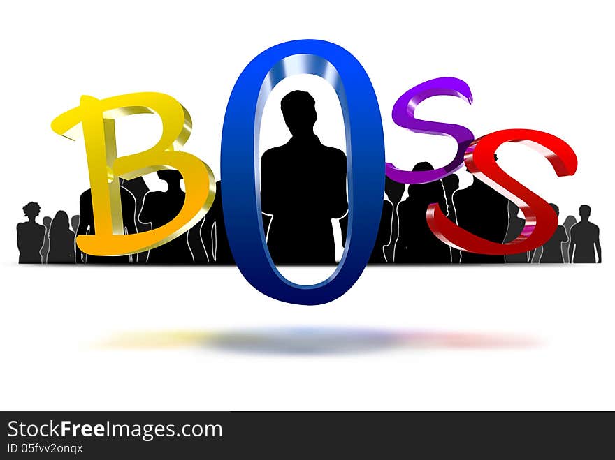 Boss three-dimensional icon have people a black in the background