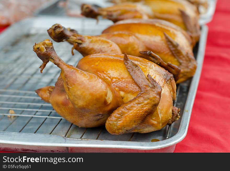 Boil chicken with fish sauce in market, Thailand.