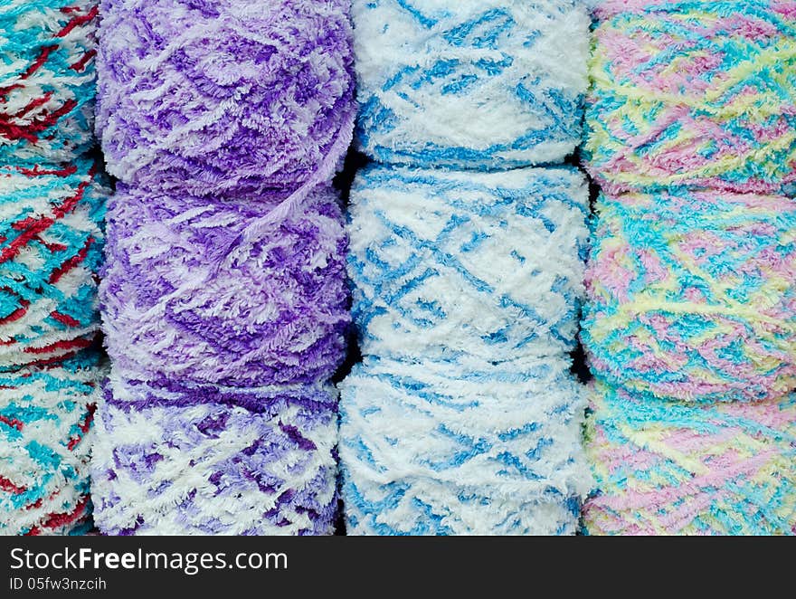 Colorful of yarn ball background