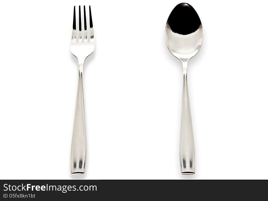 Spoon And Fork  On A White Background