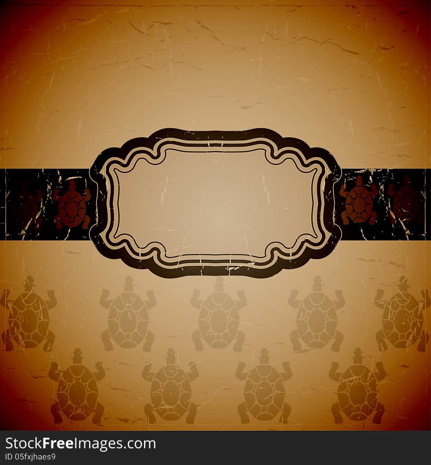 Aged background with silhouettes of turtles. Vector illustration. Aged background with silhouettes of turtles. Vector illustration